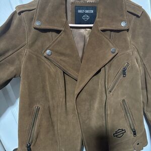 Harley-Davidson Tan Suede Men's Bomber Jacket